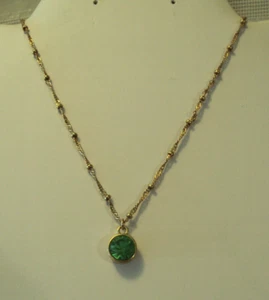 VINTAGE 1928 16" GOLD TONE GREENISH BLUE JEWEL PENDANT NECKLACE #VE - Picture 1 of 3