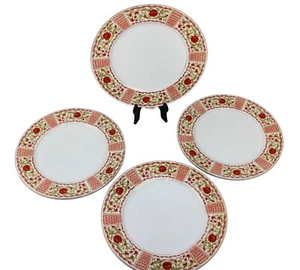Royal M-Mita Tapestry Dinner Plates Rust Flowers and Scroll Green Leave set 4 - Picture 1 of 4