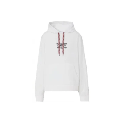Sudadera con capucha manga larga con estampado de monograma Burberry blanca para mujer Foto 1 de 4