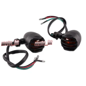Lámpara de luz de señal de giro estilo parrilla ámbar apta para motocicleta Harley negra - Imagen 1 de 8