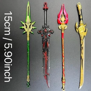 Set of 4 Metal Genshin Impact Keyring 15cm Metal Genshin Weapon Keychain Gift UK - Picture 1 of 5