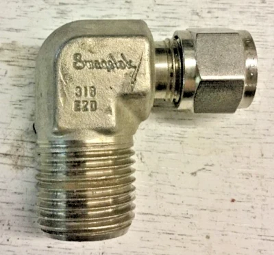 Swagelok SS-600-2-8 Male Elbow 3/8" Tube X 1/2" Male NPT Tube Fitting - Image 1 of 4