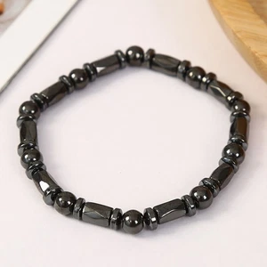 Men Women'S Unisex Magnetic Hematite Therapy Stretch Bracelet Black Gifts - Picture 1 of 10