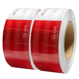 200ft DOT-C2 Red White Reflective Tape 2" Inch High Vis Safety Reflector Trailer - Imagen 1 de 7