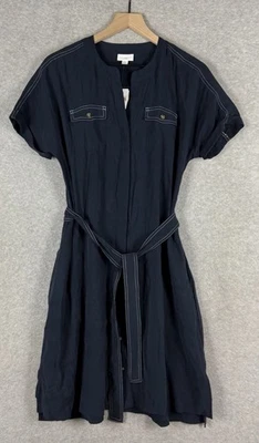 Vestido Jill Mujer Pequeño Azul Botón Cinturón Fiesta Oficina Suave Otoño NUEVO Foto 1 de 4