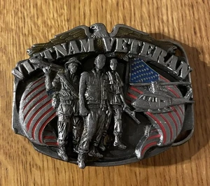 Vintage Vietnam Veteran Siskiyou Buckle Co 3D Gürtelschnalle Made in Oregon USA - Bild 1 von 7