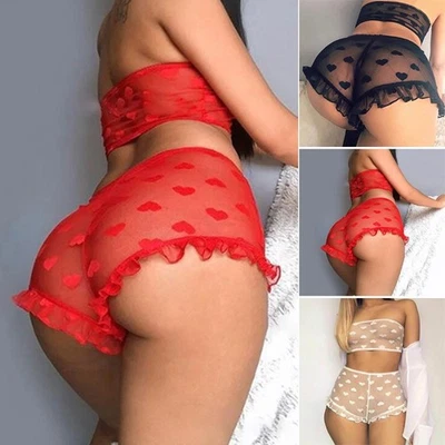 Set Pigiama Moda Lingerie Lingerie Completo Trasparente Top+Shorts Trasparente - Immagine 1 di 4