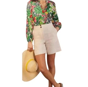 Boden Heather Top Parrot Tropical Print Popover 100% Cotton W0702 Size 4 - Picture 1 of 4