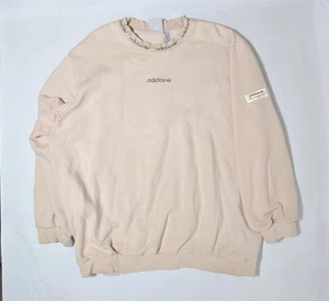 Adidas Originals Trefoil Linear Crewneck Sweatshirt Cream Beige Mens XXL - Picture 1 of 8