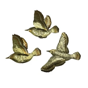 3x Vintage Metal Brass Gold Flying Birds Wall Art Decor Small MCM 3D Lightweight - Picture 1 of 8