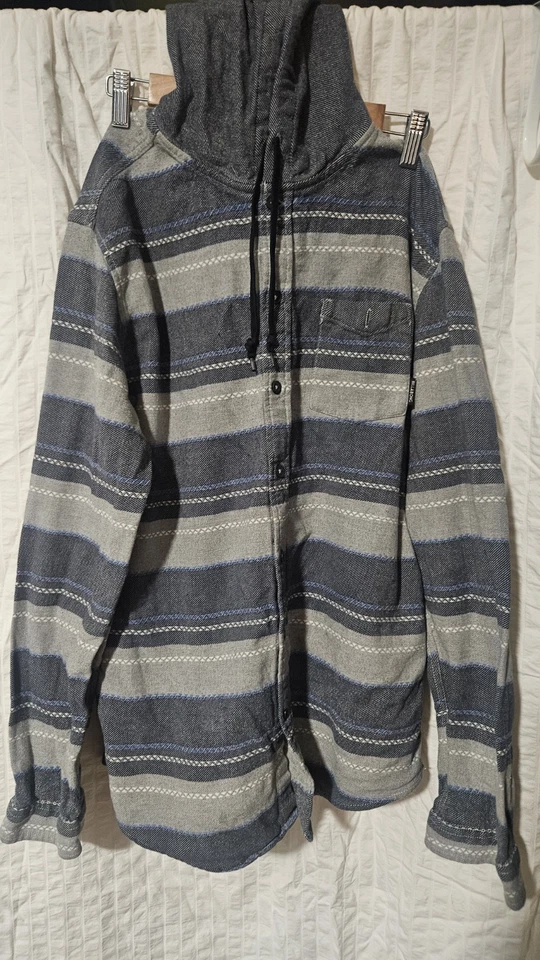 Camisa con Capucha Billabong Baja para Hombre - XL - Rayas Gris/Azul - Mezcla de Algodón - Foto 1 de 4
