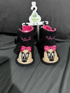 Disney Minnie Stiefeletten 9-12 Monate Kleinkind schwarz und pink - Bild 1 von 7