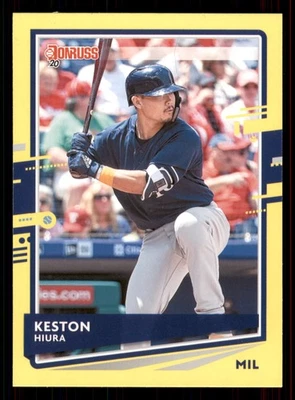 2020 Donruss Keston Hiura #184 Yellow Milwaukee Brewers - Image 1 of 2