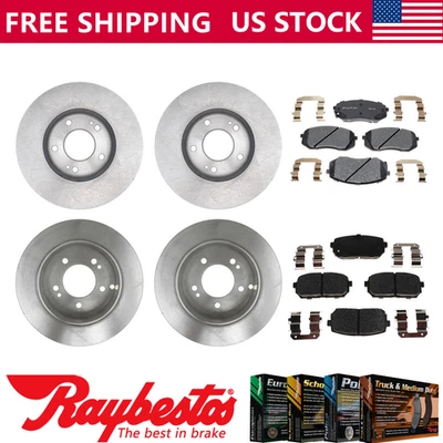 Rotores de freno delanteros traseros y pastillas de freno de cerámica para Kia Rondo 2007-2009 - Raybestos Foto 1 de 4