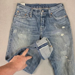 Levi's 501 CT Damenjeans 29 x 26 blau Selvedge distressed Thrashed Etikett 25 x 32 - Bild 1 von 15