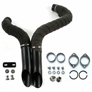 2" LAF Exhaust Pipes w/ Flange Kits for Harley Sportster Touring Black Wrapped
