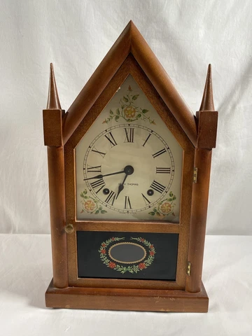 Rare Vintage Seth Thomas Steeple 8-Day Chime Mantle Clock w/Key Working Cover