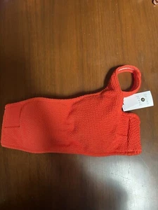 NWT Target Shade and Shore Bikini Top 34B One strap ribbed bright orange - Picture 1 of 5