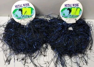 10 Balls BLACK with BLUE METAL Dark Horse Metal Wink Eyelash Yarn NIP Lot of 10 - Imagen 1 de 6