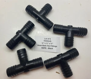 Lote de 5 accesorios de camiseta THOGUS 3/4" HDPE de púas (3/4" x 3/4" x 3/4") - negros - - Imagen 1 de 4