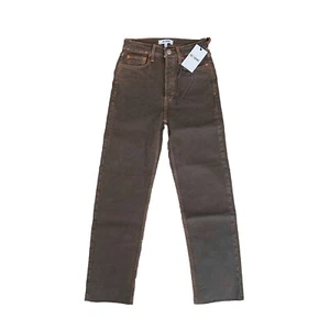 Jeans RE/DONE anni 70 ultra altissima pipa stufa marrone donna 24 nuovo con etichette Anthropologie - Foto 1 di 11