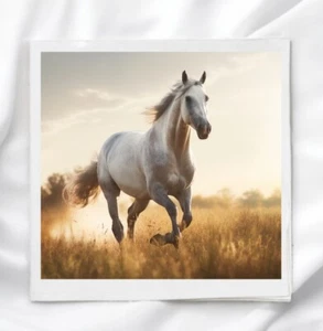 White Horse Running Fabric Panel for Quilting Crafting Sewing Quilt Block WH1128 - Bild 1 von 3