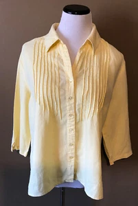 Camicia donna Choices con bottoni taglia Large gialla 100% lino - Foto 1 di 6