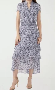 Sam And Jess Dress Women’s Blue (M) Short Sleeve Floral Ruffle Maxi New With Tag - Picture 1 of 4
