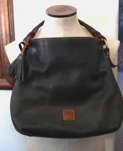Dooney & Bourke Purse Large Black Florentine Leather Hobo Bag Shoulder Shopper - Picture 1 of 11
