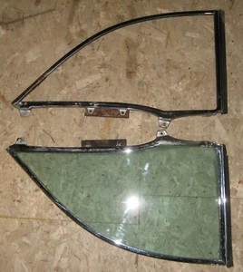 1954 Cadillac Coupe Quarter Window Chrome Frame Pair & 1 Glass Rough 54 55 56 - Foto 1 di 9