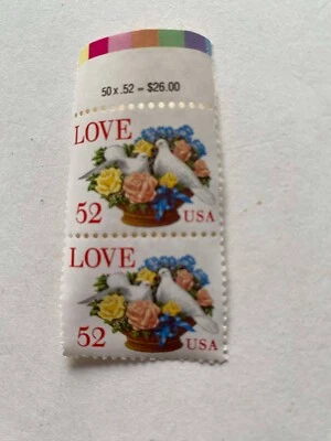 2 марки: любовь USPS 52-центовая марка голубиное сердце - США почта коллекции неиспользованный новый - Изображение 1 из 4