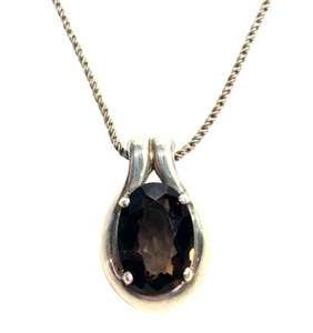 Kabana Sterling Smoky Quartz Necklace Teardrop Pendant Signed KBN 925 - Picture 1 of 5