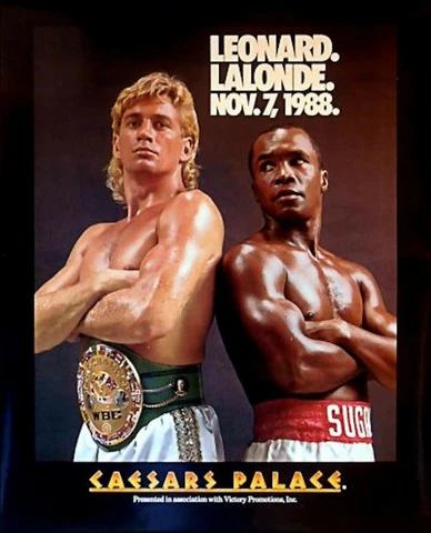 Original Vintage Sugar Ray Leonard vs. Donny Lalonde  Boxing Fight Poster Cover