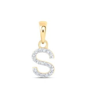 10kt Yellow Gold Womens Round Diamond S Initial Letter Pendant 1/20 Cttw - Picture 1 of 1