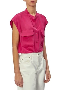 EQUIPMENT Covisa Silk Utility Blouse Shirt in Sangria Pink Size XXS - Bild 1 von 5