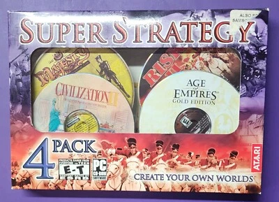 Vtg 2003 Video PC Game SUPER STRATEGY 4-Pack Big Box * New Opened Box Complete - Image 1 of 2