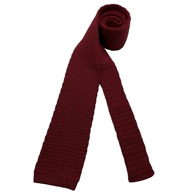 LANDS' END Solid Burgundy Knit Wool Blend LUXURY Slim Tie USA - Image 1 of 4
