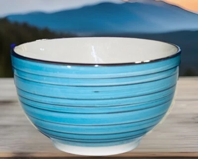 Better Homes and Gardens Festival Blue Soup/Cereal Bowl Brown Accents - Image 1 of 4