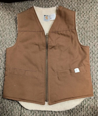 Chaleco de Caza Carhartt 6SV Marrón Pato Lona Sherpa Vellón Hecho en EE. UU. Mediano Foto 1 de 4