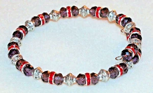 Pulsera envolvente única de alambre con cuentas de cristal púrpura y rojo para mujer. ag3159 - Imagen 1 de 1