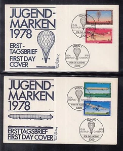 A 111 ) GERMANY 1978 and 1979 Lot of 4 FDC Airplanes, Zeppelin, Ballon, JU - Picture 1 of 2