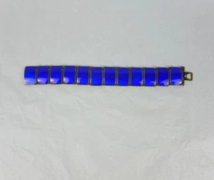 David Andersen Sterling Norwegian Sterling Silver Blue Enamel Bracelet 6.5" - Imagen 1 de 6