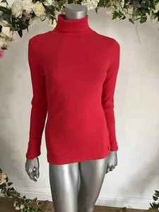 JOULES Clarissa Top Size 14 Solid Red Roll Neck Long Sleeve FREEPOST - Picture 1 of 4
