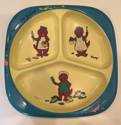 Plato de melamina vintage Barney Childs Barney ama pintar 3 compartimentos 1992 o Foto 1 de 4