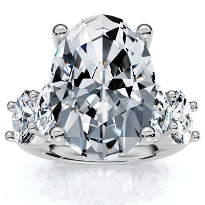 Anillo de compromiso de diamantes ovalados de 8,50 quilates certificado de oro de 14 k (F-G, VS2-SI1) Foto 1 de 4