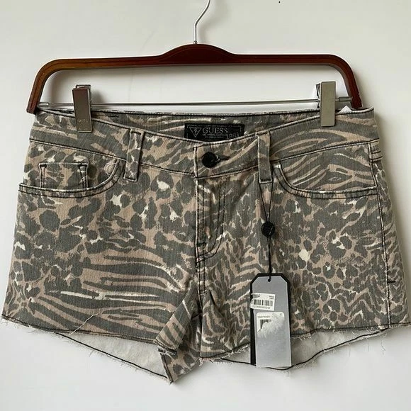 NUEVO CON ETIQUETAS Guess Brittney Pantalón Corto Estampado Leopardo Talla 28 Foto 1 de 4