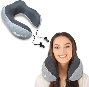Neck Pillow for Traveling 100% Pure Memory Foam Travel Pillows for Airplanes Com - Picture 1 of 12