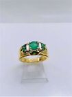 Emerald Ladies Gold Ring 14kt Yellow Gold w/ 2 Diamonds 0.2 CT – Beautiful Gift 