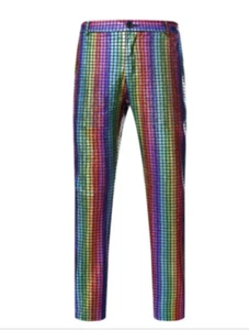 Unisex Disco Metallic Hologramm gerades Bein mehrere Farben Hose Größe L ~ - Bild 1 von 1
