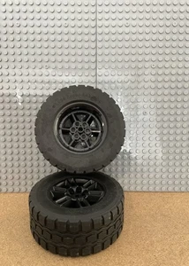 2x Lego Technic Wheel 94.3x38R Rim 56x34 Black 6 Pin Holes - Picture 1 of 1